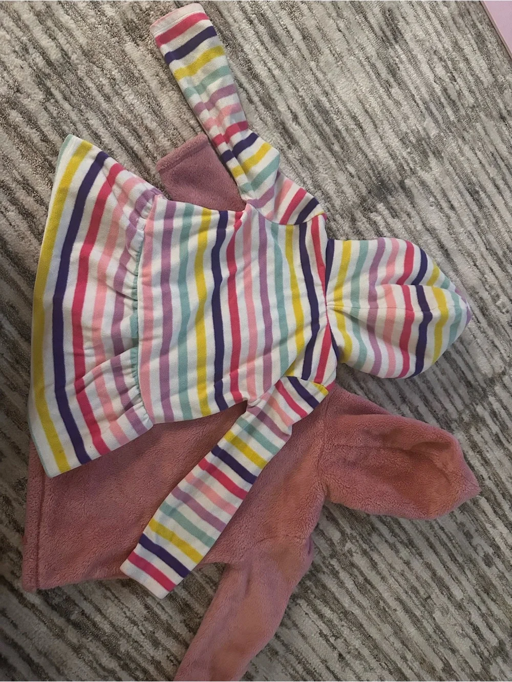 Carter's Set of Plush Hooded Pullover in Dusty Rose and Colorful Stripes - 4T